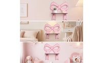 Wall Shelf with Bow Charming Wooden Shelf with Bow Pink Furniture for Girls, Teens, Nursery, Bedroom, Dressing Room