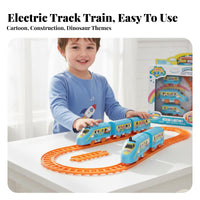 Train Track Playset Powered Engine Electric Train Set Educational DIY Track Toy for Preschoolers, Young Children, Ground Play, Birthday Party