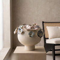 Vase with Petal Relief Minimalist Sculptural Vase Wabi-Rustic Elegance for Living Room