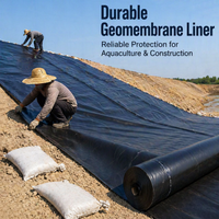 Geomembrane Pond Liner, 0.5mm Flexible Waterproof Pond Liners for Outdoor Ponds, Black Anti-Seepage Polymeric Film for Water Garden