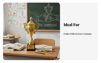 Custom Engraving Kindergarten Prize Award Cup Lightweight Plastic Gold Award Cup Golden Finish Engravable Award Cup Creative Design for Students, Teachers, Event Organizers, School Events, Competitions, Training Programs, Parties