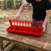 Chicken Feeder, Poultry Feeder, Chick Feeding Trough, Plastic, Easy to Clean, Red