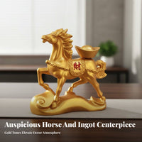 Finely Crafted Horse with Yuanbao Figurine High-Quality Craftsmanship Chinese Auspicious Horse Figurine Intricate Details for Office, Home