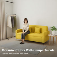Space-Saving Upholstered Storage Bench Compact Design Small Sofa Modern Design Household Furniture Comfortable Seating for Apartment Dwellers, Renters, Students, Coffee Shop, Retail Storage, Living Room, Reception Area
