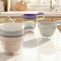 Multi-Functional Double Layer Colander Bowl Fast Draining Handled Fruit Washing Basket Compact Size 2-in-1 Strainer and Bowl Set