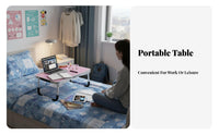 Foldable Bi-Fold Portable Table Space-Saving Bed Tray Multi-Purpose Lap Desk Lightweight for Travelers, Telecommuting Workers, Dorm Room, Home Office, Sofa, Floor