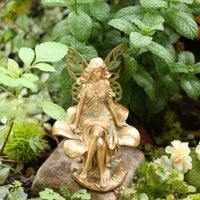 Garden Nymph Ornament Hand-Painted Look Winged Fairy Figurine Bright Colors Fairy Garden Sculpture