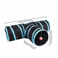 T-Shaped Feline Tunnel 80 Cm Long Crinkly Feline Tunnel Pet Toy Lightweight Cylindrical Openings for Indoor Play