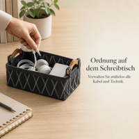 Felt Storage Basket with Wooden Handle for Desktop Organization