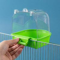 Bird Bath with Cover for Small Birds, Corner Parrot and Cockatiel Bath, Screw-On Budgie Bath for Cage, Canary Budgies Pet Bird