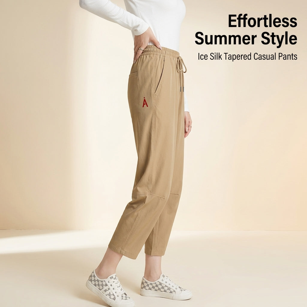Harem Pants Women with Quick Dry Nylon Material for Summer Wear, High Waist Cropped Trousers with Straight Leg, Casual Loose Fit