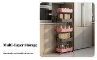Multi-Tier Storage Rack Versatile Slim Rolling Cart Slim Organizer Trolley 360° Rotating Wheels Mobile Storage Shelf for Office