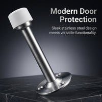 120mm Stainless Steel Door Stopper No Drill Wall Mounted, Door Catcher for Wooden Doors, Lock Compatible Door , Brushed Finish