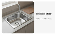 Single Bowl Kitchen Sink Wear-Resistant Top-Mount Kitchen Sink Includes Strainer Metal Washing Basin for Homeowners, Landlords, Farmhouse, Basement