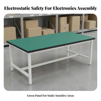 High Load Capacity Anti-Static Work Table Carbon Steel Frame Workshop Production Table Adjustable Non-Slip Feet Heavy Duty Workbench Multi-Purpose for Factory Workers, Warehouse Personnel, Clean Room, Laboratoryoratory Oratory, Studio, Basement