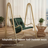 Weather-Resistant Single-Person Glider with Frame Sturdy Construction Hanging Chair Includes Comfortable Cushion Swinging Seat Year-Round Use for Couples, Homeowners, Seniors, Garden, Balcony, Backyard, Bedroom