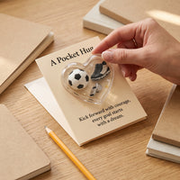 Football Pocket Hug Card with Heart-shaped Acrylic Ornament and Encouragement Card