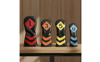 4 Pieces Sport Wood Headcover Set Water Resistant PU Leather Sport Headcover Numbered Course Wood Cover Snug Fit