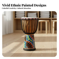 Beginner-Friendly Djembe Portable Patterned Djembe Ethnic Design Pattern Hand Drum Goatskin Drumhead for Beginners, Music Students, Musicians, Home Practice, Musical Performances, Outdoor Gathering, Festivals