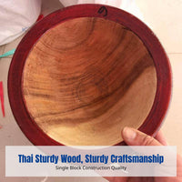 Handmade Thai Wooden Grinding Bowl, Pestle, Kitchen Tool for Home & Commercial