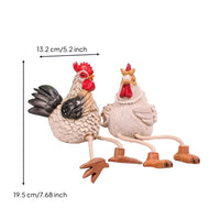 2 Pieces Whimsical Chicken Figurine Indoor Chicken Figurines Outdoor Shelf Sitter with Dangling Legs Charming for Gardeners, Farmhouse Decor, Desk