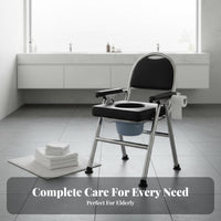 Foldable Adjustable Height Toilet Frame Two-in-Single-Use Commode Chair Multi-Purpose Bathroom Safety Aid Heavy Duty for Women, People with Disabilities, Post-Surgery Patients, Bedside, Home Care, Bedroom