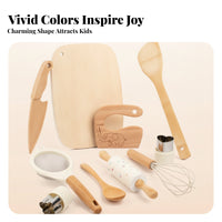 10 Pieces Kids Plaything Wooden Pretend Kitchen Set  Wooden Fine Motor Skills for Children