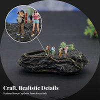 4 Pieces Molded Details Miniature Hiker Figures Painted Plastic Hiker Figurines Standing Pose Outdoor Adventure Figurines for Micro Landscape