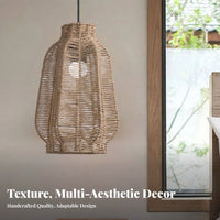 Woven Paper Rope Lampshade Handmade Paper Rope Lamp Shade Rattan Design Lamp Shade Easy Installation Chinese Design Lantern
