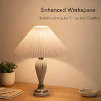 Light Shade with Pleated Design for Table Lamps, Lampshade 41cm Diameter in PVC Material, Bedside for Bedroom