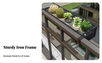 Tool-Free Installation over-the-Railing Hanging rack areaSaving Balcony Shelf Anti-Rust Plant Holder Adjustable Hangers for Apartment Dwellers, Home Decorators, Homeowners, sill ledge, Fence, Patio, Porch