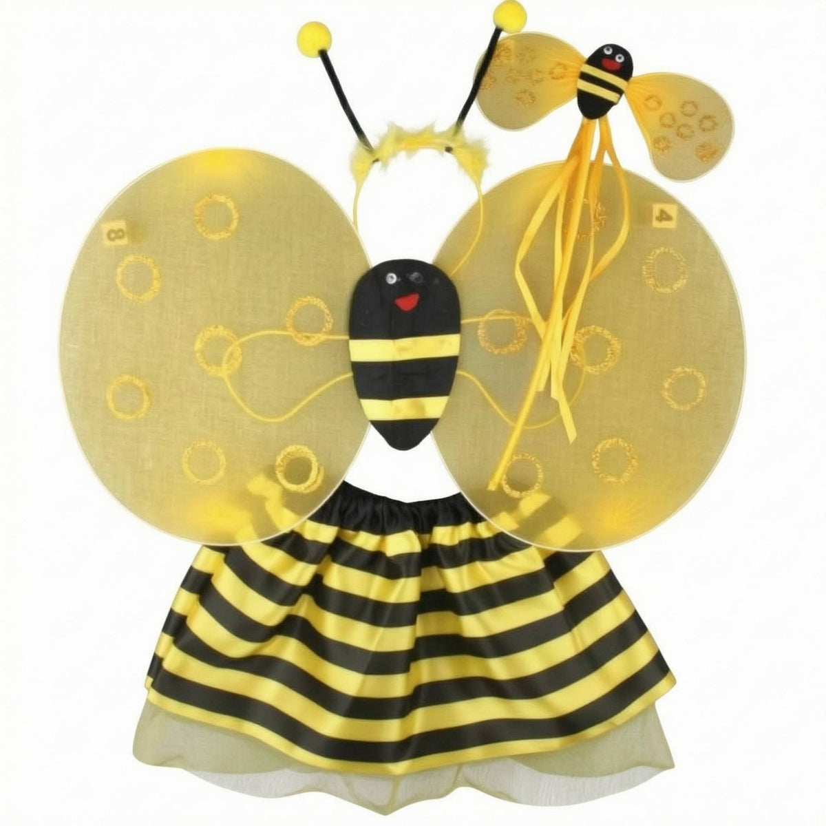 Cute Cartoon Design Children's Bee Costume Vibrant Colors Bee Costume Set Comfortable Bumblebee Dress-up Set Lightweight for Girls, Stage Performance, Birthday Party, Halloween