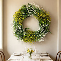 Artificial Green Plant Wreath for Home Decor, Christmas Wreath, Front Door Farmhouse Hanging Decoration, Spring Summer Faux Flower Wreath