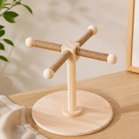 Wood Parrot Stand, Chewable Windmill Perch for Cockatiel Budgie Conure, Rotating Avian Companion Play Stand Playground