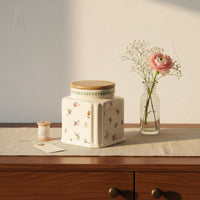 Silicone Seal Ceramic Square Jar Easy to Clean Airtight Canister Decorative Design for Pantry