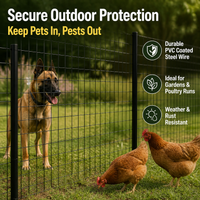 Welded Wire Mesh Dog Fence, Black PVC Coated Wire Mesh Fencing 15m, for Pet Enclosure & Garden Protection