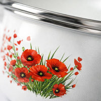 Flat Bottom Enamel Stockpot, Deep Enamelware Cooking Pot, Floral Pattern Soup Pot, Enamelware Pot Enamel Stockpot, Pot Enamel Stockpot Lid