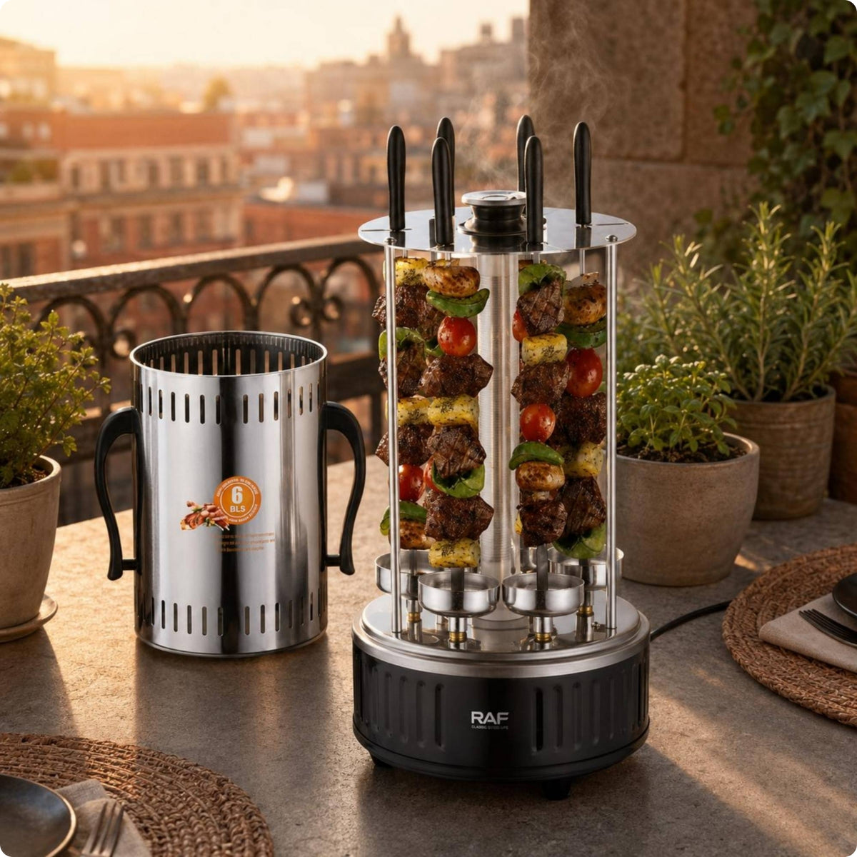 Stainless Steel Vertical Skewer Grill Two-Voltage Voltage Electric Skewer Grill Compact Cooking Appliance