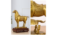 Horse Figurine with Saddle Carved Brass Horse Statue Collectible Ornament for Desk