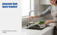 Quick Install Kitchen Sink Soap Dispenser, Space Aluminum, Press Pump, Extended Height, Storage Shelf