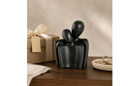 Matte Textured Embracing Couple Sculpture Stylized Ceramic Couple Figurine Compact Decorative Item Standing
