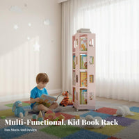 360-Degree Rotation Revolving Book Tower Mobile Design rotating Book Tower Space Saving children's Furniture Large Capacity for Toddlers, Students, Parents, Playroom, Nursery, Kindergarten, Study Room