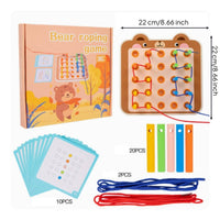 Threading Board Hand-Eye Coordination Stringing Toy Focus Training Pattern Threading Board for Kids, Kindergarten