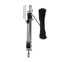 Self-Locking Rope Pulley Hoist Compact Pulley Hoist with Hooks Manual Block and Tackle System Labor-Saving for DIYers, Mechanics, Workshops, Garages, Warehouses
