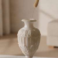 Vase with Pedestal Base Faux Jade Ribbed Vase Antique Evocative Flower Holder for Decorators
