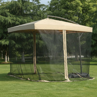 Cantilever Umbrella with Offset Mesh Patio Umbrella with Mesh Screen Hanging for Backyard, Garden