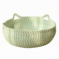 Raised Rim Basket Cat Bed Open Top Woven Cat Nest