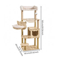 Wooden Feline Climbing Structure Padded Cat Climbing Tree Beige Animal Furniture