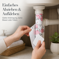 Rose Pattern Moisture-Proof Aluminum Foil Pipe Cover Sticker for Kitchen and Bathroom
