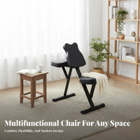 Folding Dermal Design Chair Breathable PU Leather Foldable Dermal Design Chair Firm-Density Foam Forward Leaning Ergonomic Stool for Estheticians